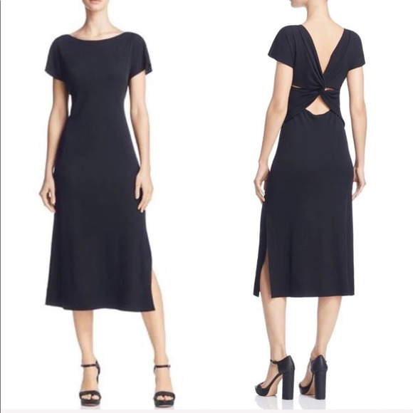 New Theory Andrizza Cotton Interlock Midi Dress Black NWT Casual Women’s 0 - Picture 1 of 8